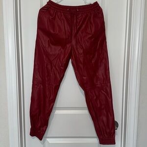 Zara Red Faux Leather Joggers